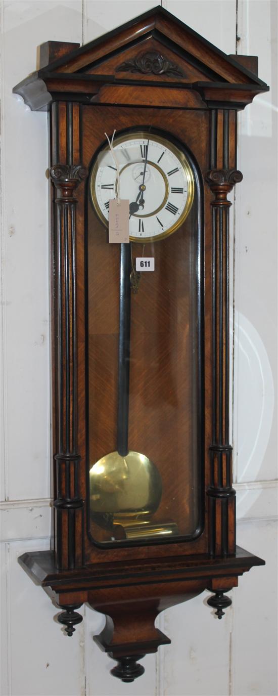 Walnut and ebonised Vienna regulator